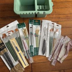 LARGE Collection Of Brushes, Palette Knives & Brush Preservers - Unused In Original Packaging & Used Brush Holder & Cleaner