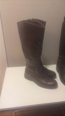 Brown Leather Knee-High Riding Boots