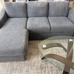 Coddle Aria Fabric Sleeper Sofa with Reversible Chaise and Storage, Gray