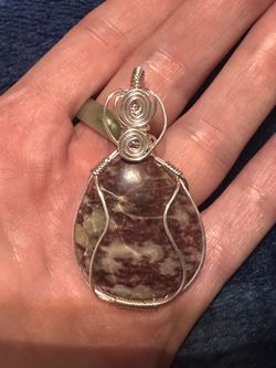 Hand made Rose Dumortierite sterling silver pendant