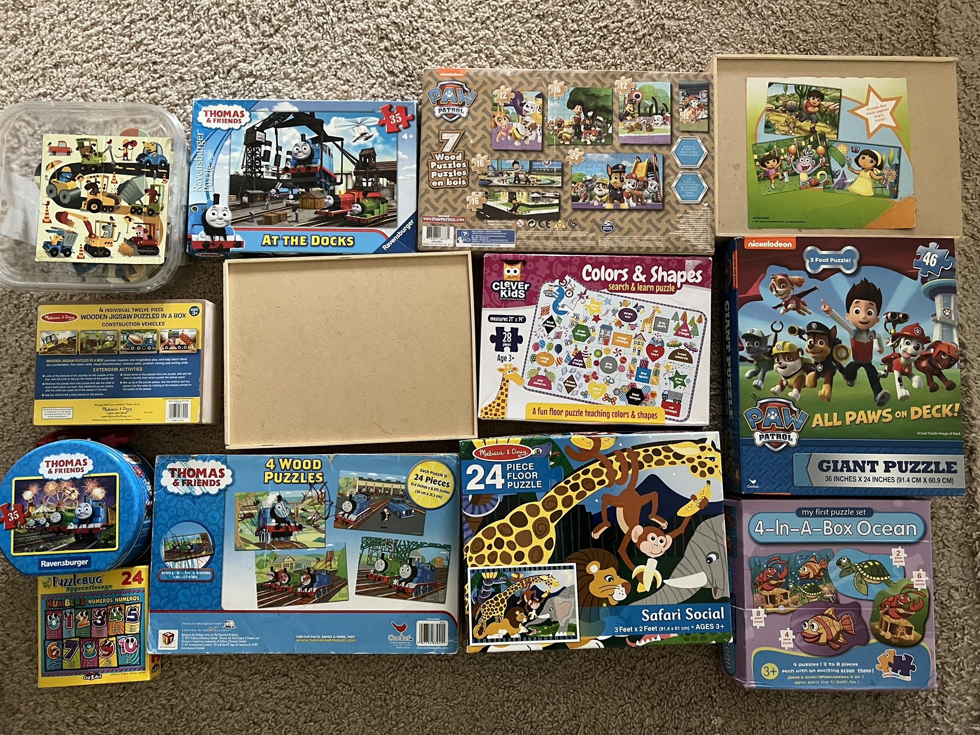 13 Sets Of Assorted Puzzles: Thomas & Friends, Paw Patrol, Melissa &Doug And More