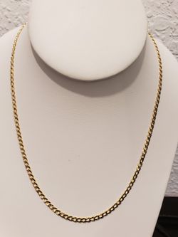 10kt Gold Curb Design Diamond Cut Chain 