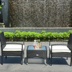 ☀️59#1 Costway 3 Pieces Patio Wicker Rattan Furniture Set with Cushion for Lawn Backyard