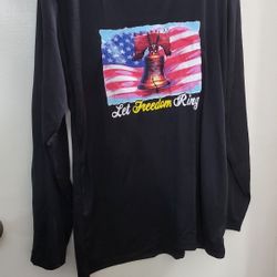 Mens Long sleeve black shirt " Let Freedom Ring" Size Large
