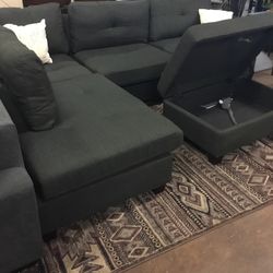 Sectional With Storage Ottoman 