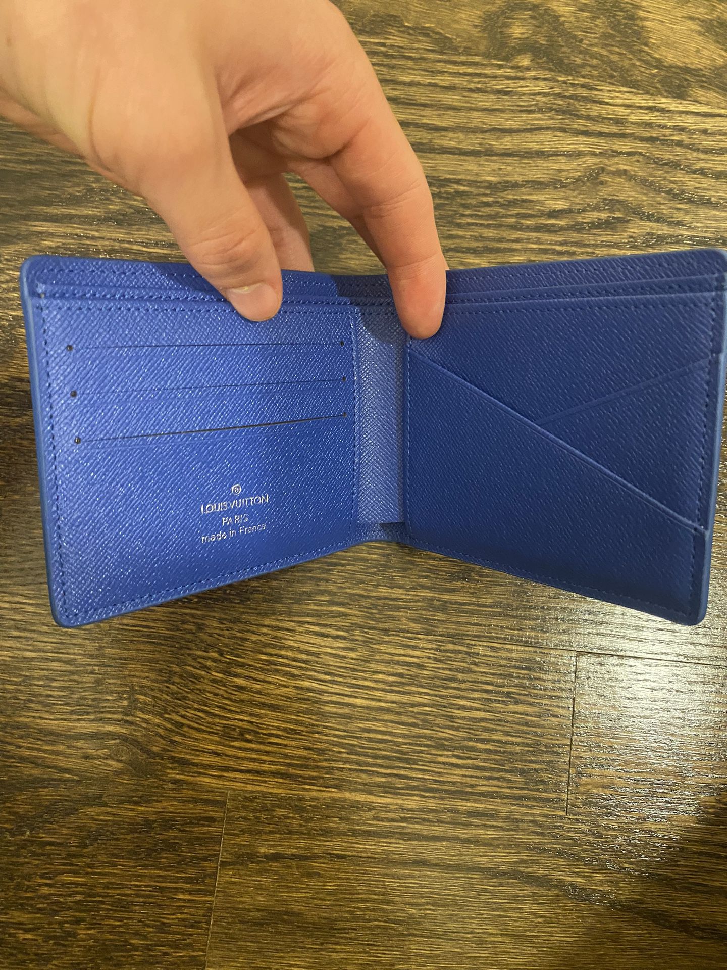 lv blue wallet mens