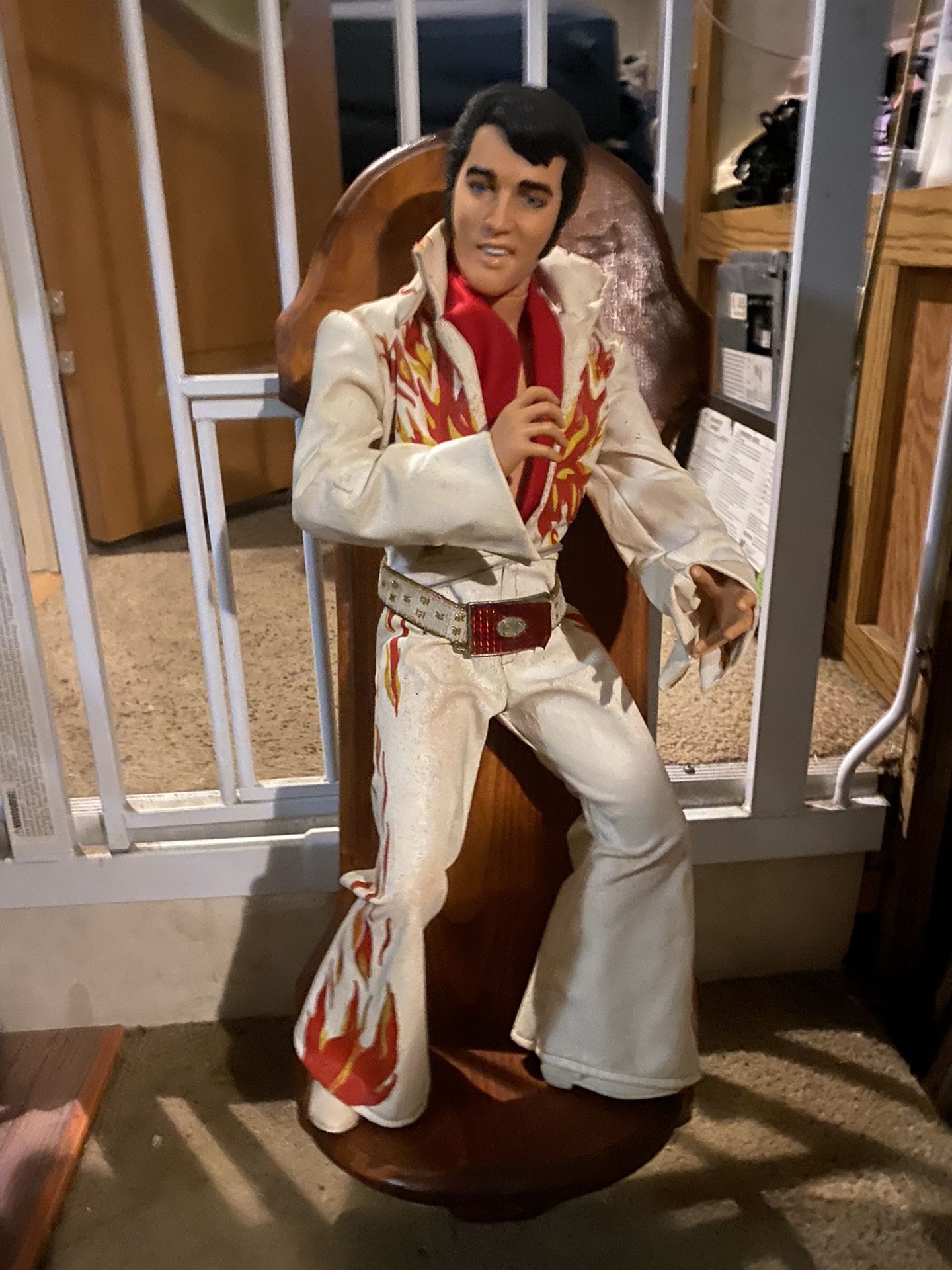 Big Elvis Presley Doll With His White Suit With Red Flames! Also Have Another Doll And Autobiography On Elvis! 