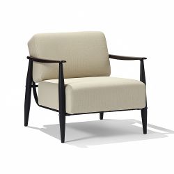 Homy Casa Molica Accent Chair Upholstered Spring Armchair with Solid Wood Arms in Espresso Black