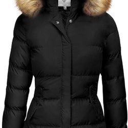 WenVen Women's Winter Thicken Puffer Coat Warm Jacket with Faux Fur Removable Hood
