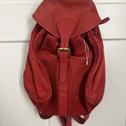 Vintage Gucci Bamboo Red Backpack Suede and Leather Made In Italy Authentic Bag