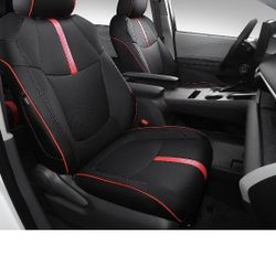 PTYYDS Seat Covers Compatible with 2021-2023 Toyota Sienna Replacement for 2021 2022 2023 Select Toyota Sienna LE Three Row Accessories(Black with Red