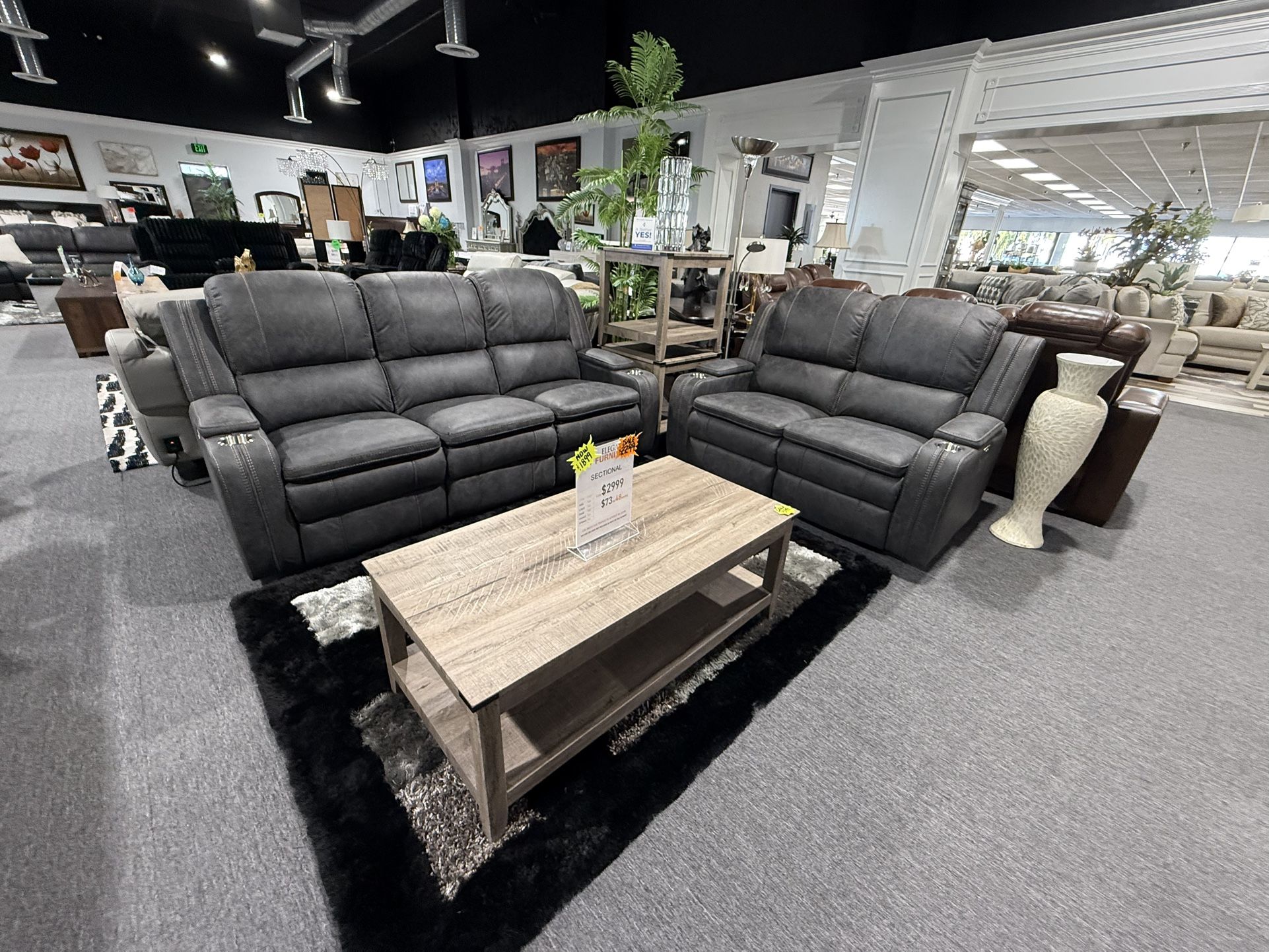 2 Pc Power Recliner Sofa And Loveseat With Cup Holders And Storage