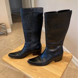 Womens Black Leather Western Boots