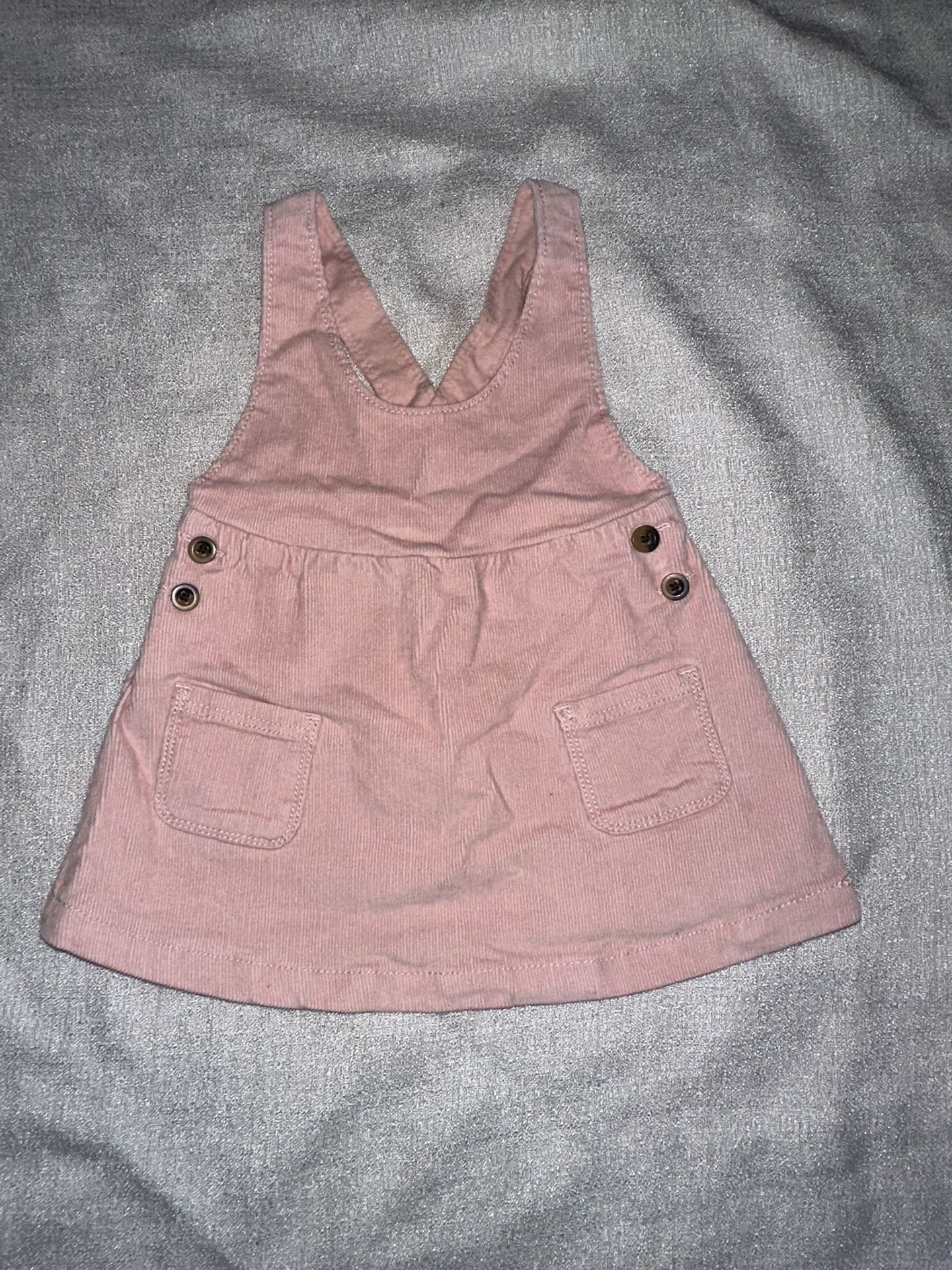 Okie Dokie Light Pink Baby Girl Corduroy Dress With Pockets And Buttons Size 3 M