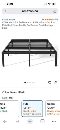 Sturdy, Black Metal Platform Bed Frame FULL