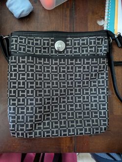 Tommy Hilfiger Black/White Monogram Crossbody Bag Logo Purse