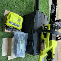 Ryobi 18” Chain Saw “NEW “ 40 Volt Battery And Rapid Charger
