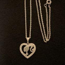 18” Sterling Silver 925 Necklace With Mattel JCM 2013 Pendant With Rhinestones 
