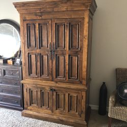 Brown Armoire Solid Wood 51”w 90”h 25”d TV Not Included