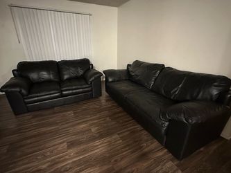Black leather sofa set