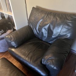 Real Leather Chair With Ottoman 