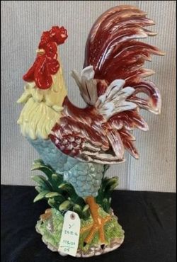 COSMOS q PORCELAIN PAINTED ROOSTER STATUE
