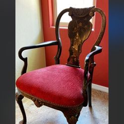 Antique Victorian Items, antique Red Chair 1950’s , Hall Tree