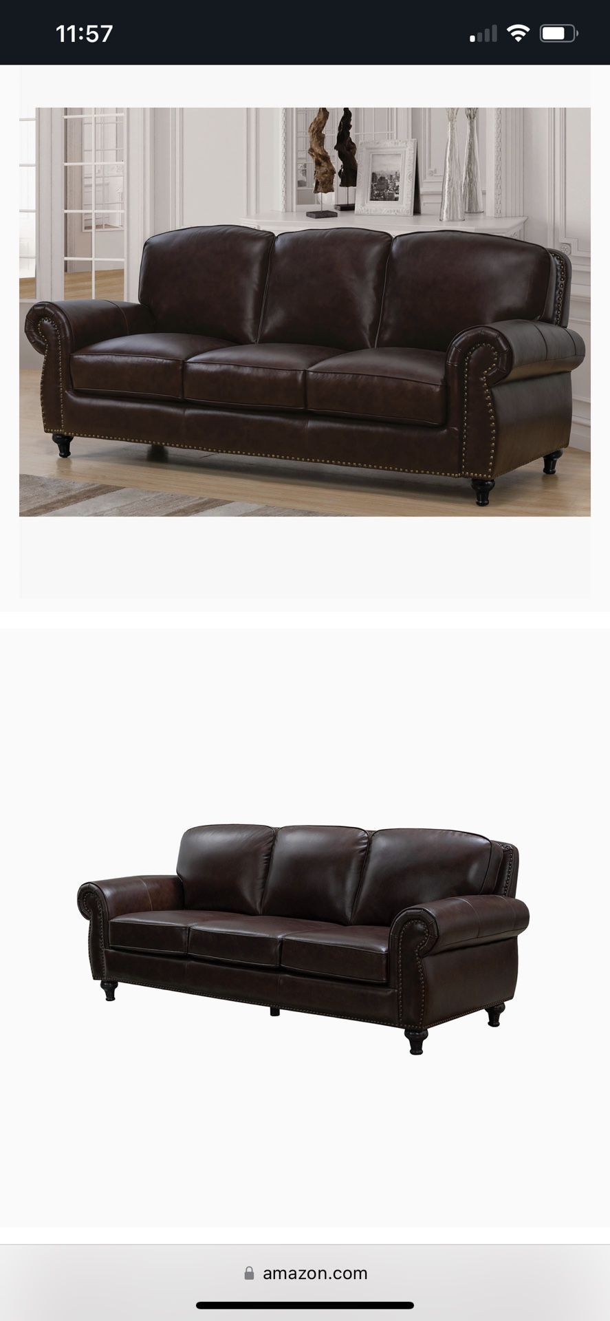 Abbyson Living Top Grain Leather Sofas X2