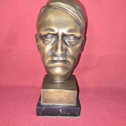 1OO% ORIGINAL WW2 GERMAN AH POLITICAL BRONZE SCULPTURE DESKTOP BUST 