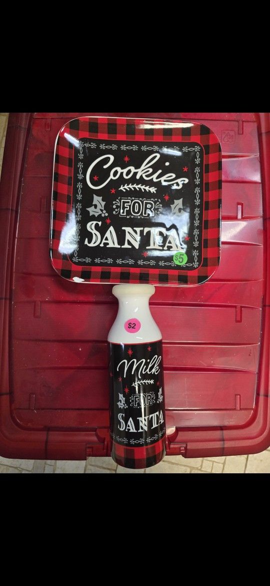 Christmas Plate & milk Jar 