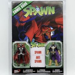 Spawn # 1 Comic Book With 2 Figures And Stand