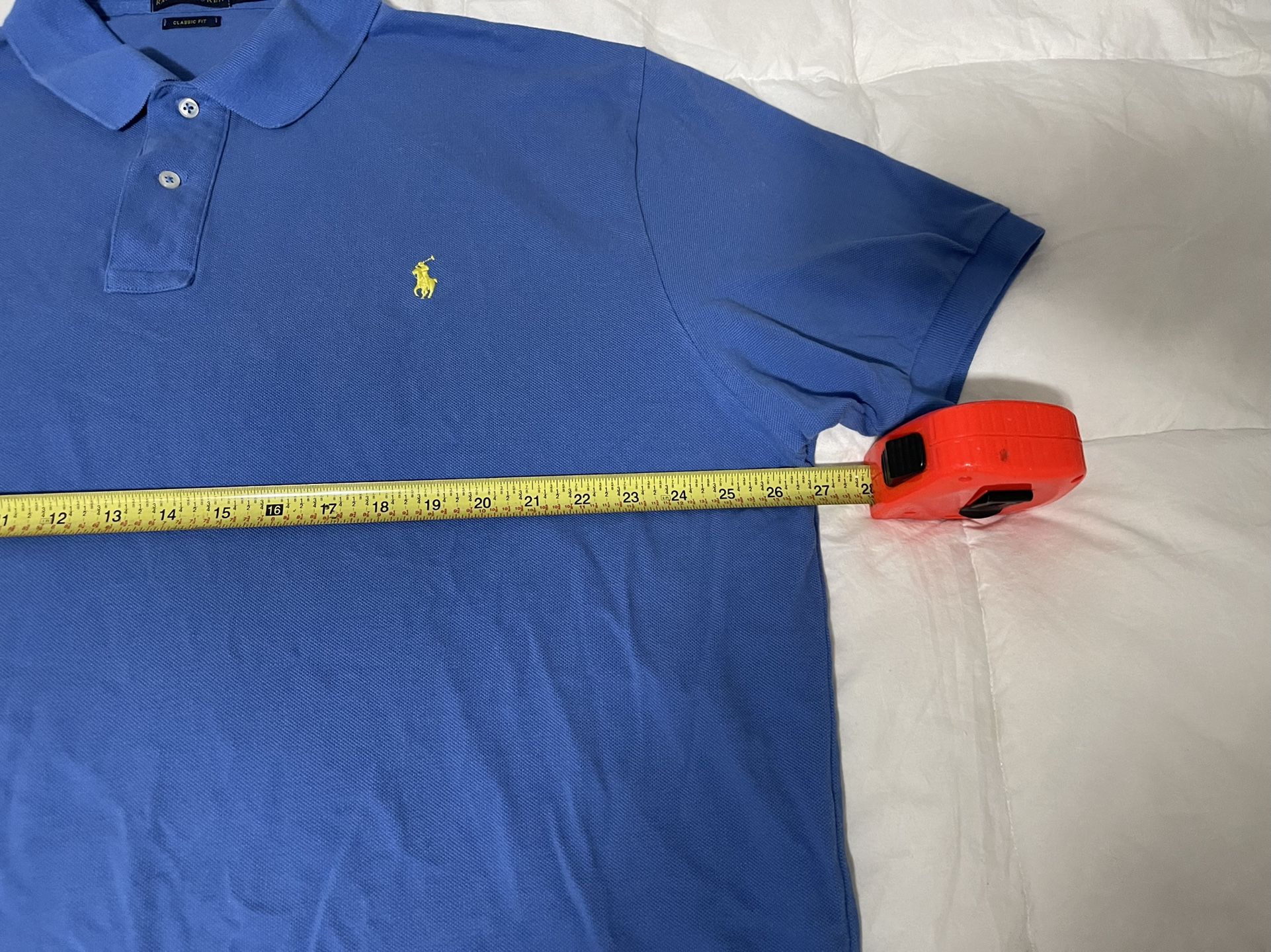 Blue polo shirt sales with orange horse