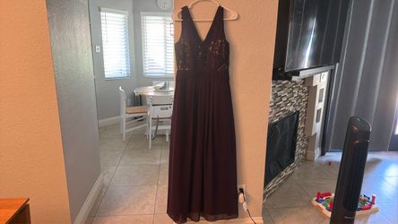 burgundy long dress
