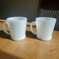 Anchor Hocking Fire King Vintage Milk Glass Mugs Set of 2