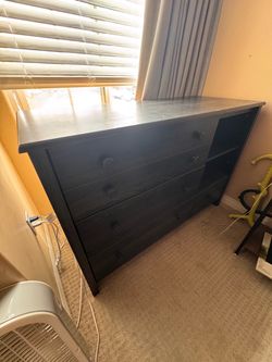 Dark Wood Dresser with Side Shelves (former baby station on top)