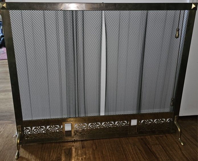 Vintage Brass Fireplace Screen