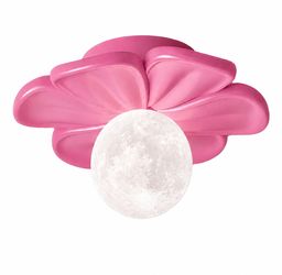 Whimsical Flower & Moon Semi Flush Mount Ceiling Light for Kids Room - 9.05 Inch Decorative Fixture for Nursery, Bedroom, Playroom, and Hallway(Pink)