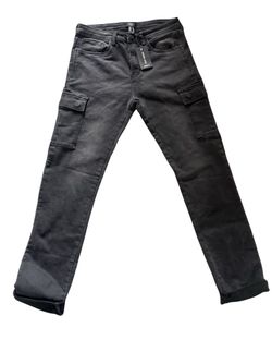 Black cargo jeans with slim fit size 32