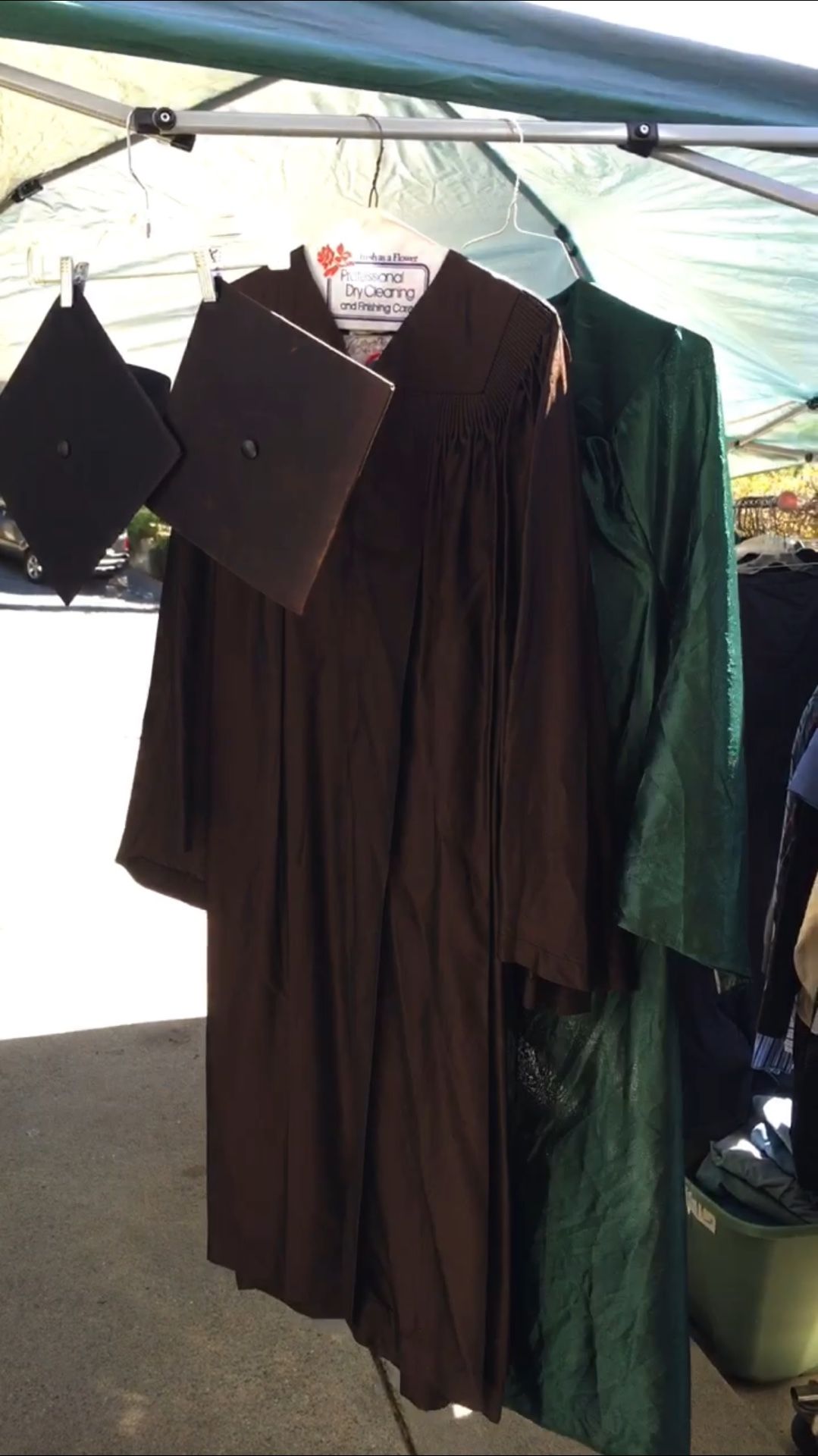 Graduation gown and caps