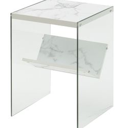 Convenience Concepts SoHo End Table, Faux White Marble, 15.75 in x 16.5 in x 23.75 in