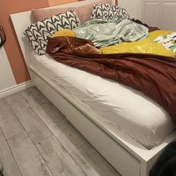 IKEA Queen Malm Bed With Drawers And Mattress 