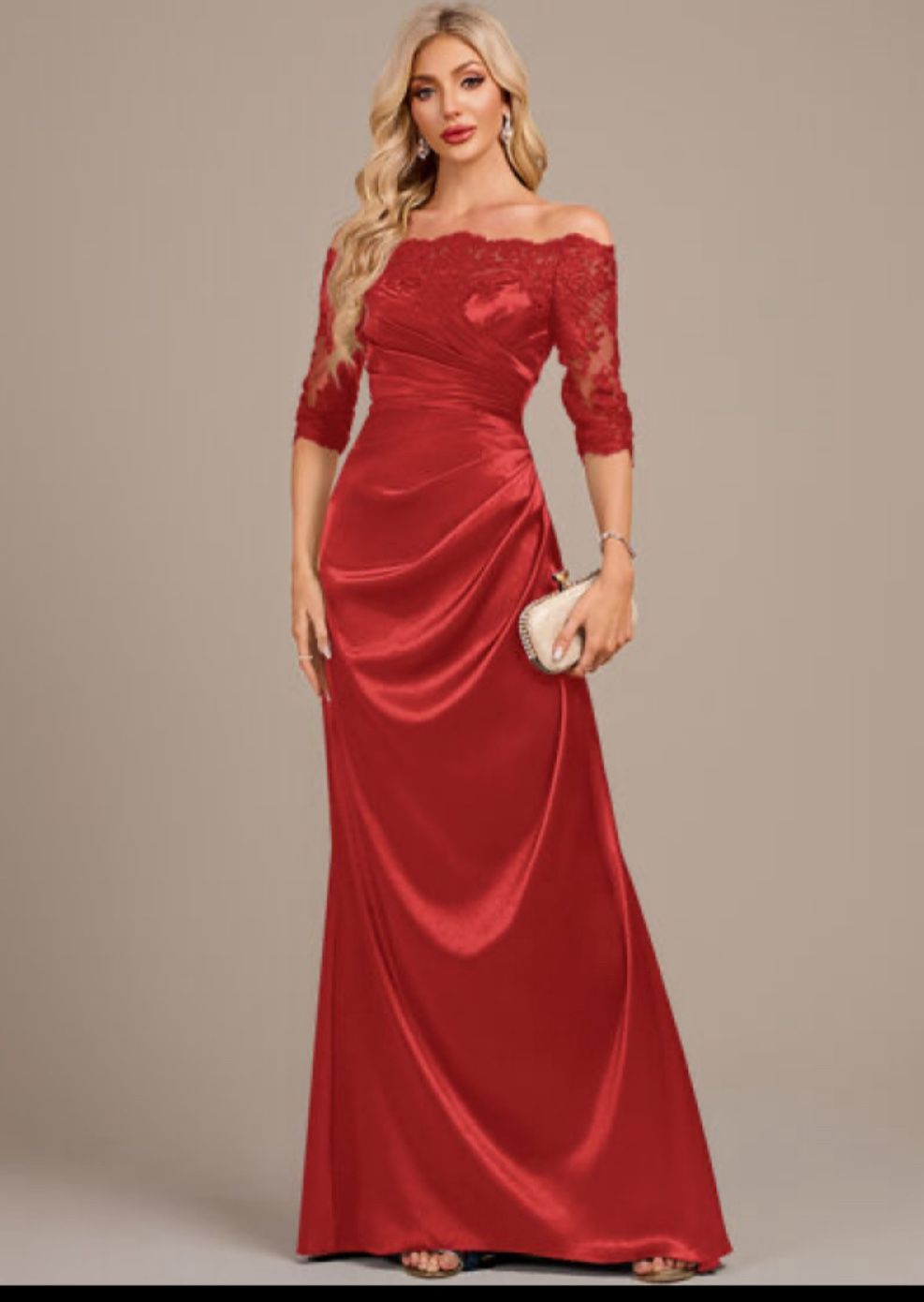 Red Formal Stretch Satin Dress