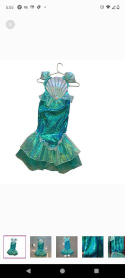 GILLIANS CLOSET Sparkling SEQUINS Green Blue Mermaid SEA SHELL Party HALLOWEEN Costume dress up for Kids Size 5-6