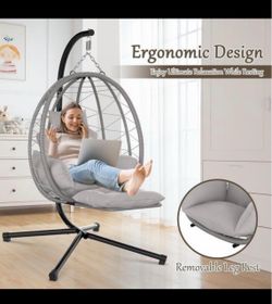 Hanging Egg Chair w/ Stand & Leg Rest – NEW IN BOX