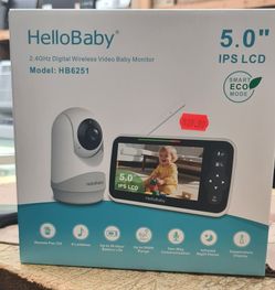 HelloBaby 5" Video Baby Monitor with Remote Pan-Tilt-Zoon (HB6251) - White