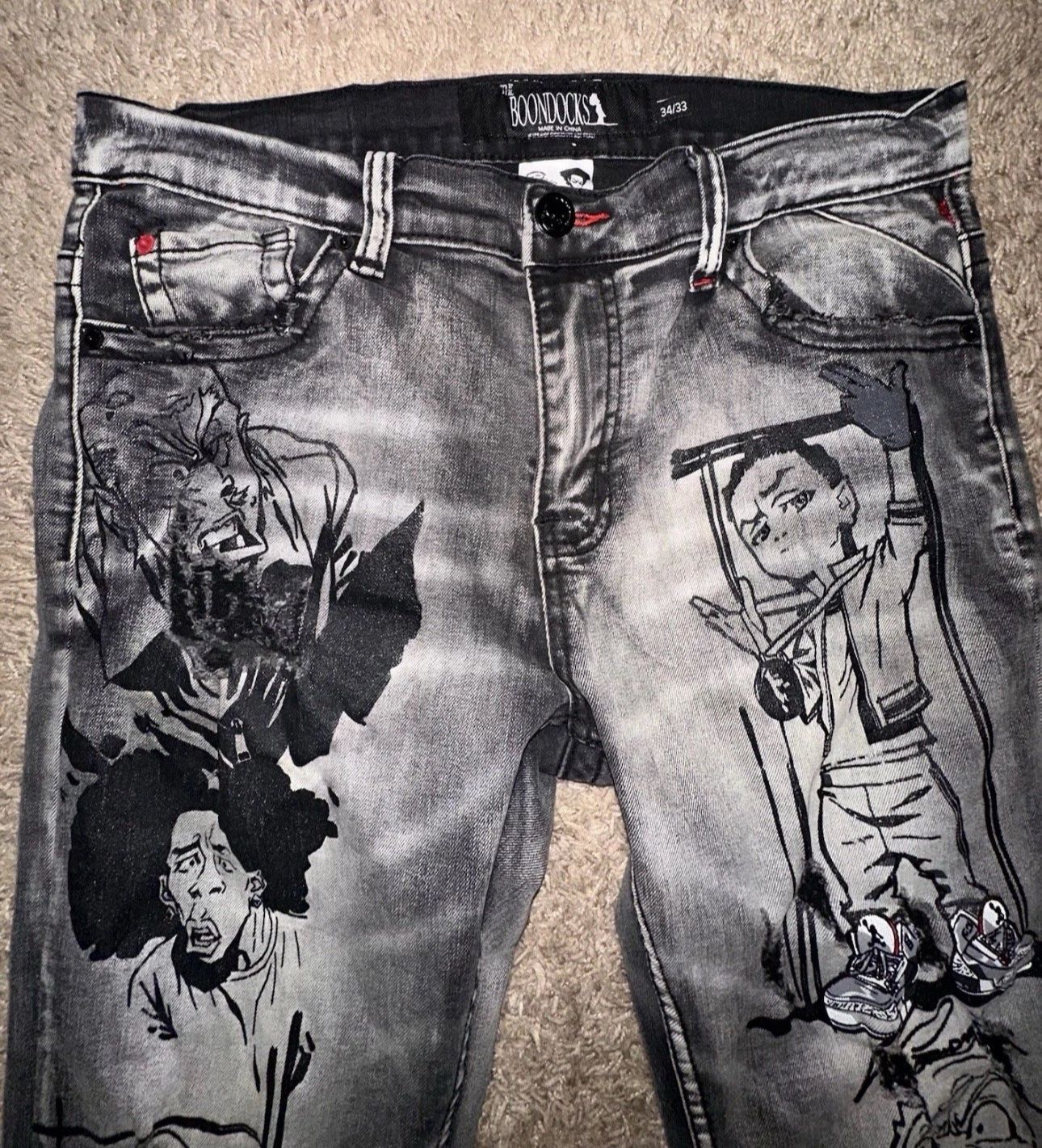 The Boondocks Skinny Stretch Jeans Anime Men’s Sz 34/33...