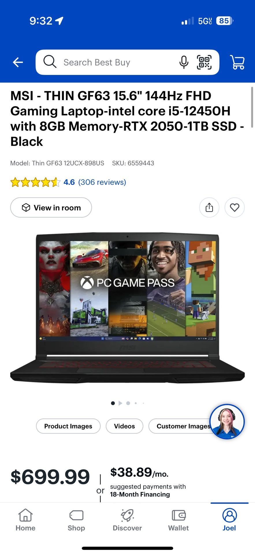 Gaming Laptop – MSI GF63 i5/RTX 2050/1TB SSD – Like New Bundle