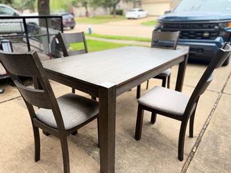 Dark Brown Dining Table Set with 4 Chairs