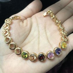 18k Gold Filled Bracelet AD American Diamonds TJewellery More Colors Hoops Dangles Available 