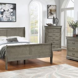Louis Philip Gray Sleigh Bedroom Set

